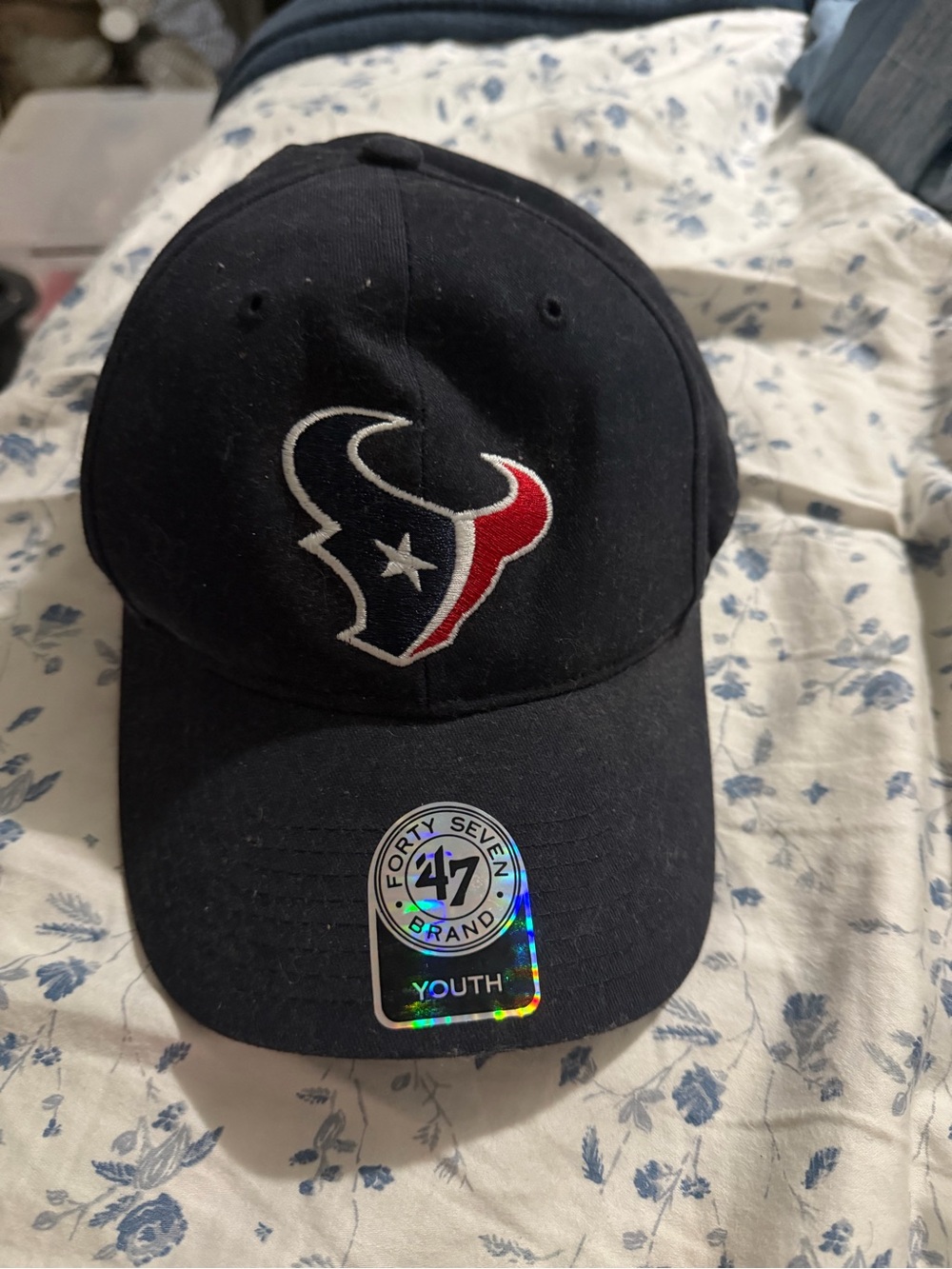 NFL Youth Houston Texans Black Navy Cap with Red & White Logo